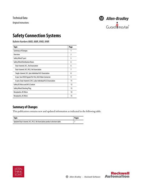 Safety Connection Systems Technical Data 